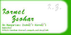 kornel zsohar business card